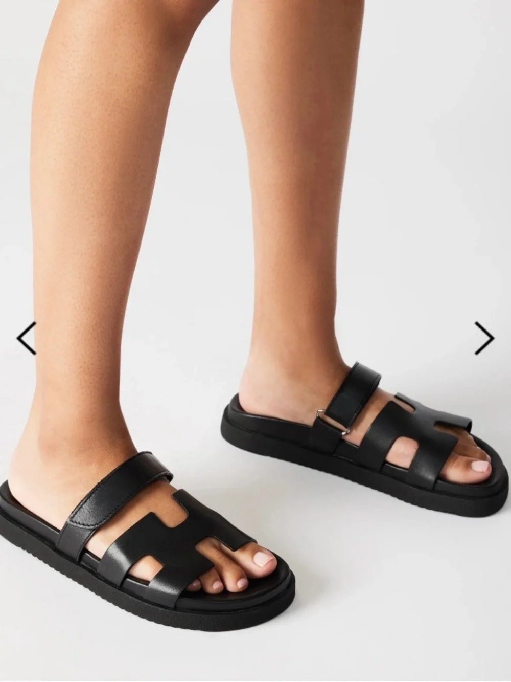 Steve Madden Black Leather Slide Sandals